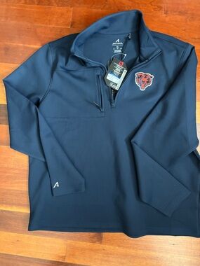 Men's Navy Half-Zip Pullover with Chicago Bears Patch XL